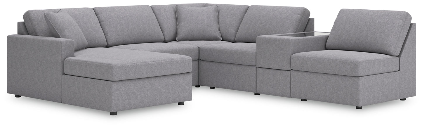 Seccional Modmax de 6 piezas con chaise longue y consola de almacenamiento