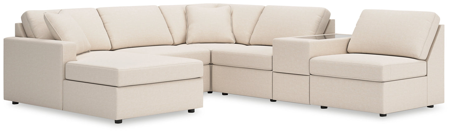 Seccional Modmax de 6 piezas con chaise longue y consola de almacenamiento