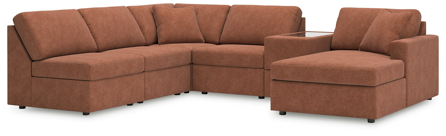 Seccional Modmax de 6 piezas con chaise longue y consola de almacenamiento