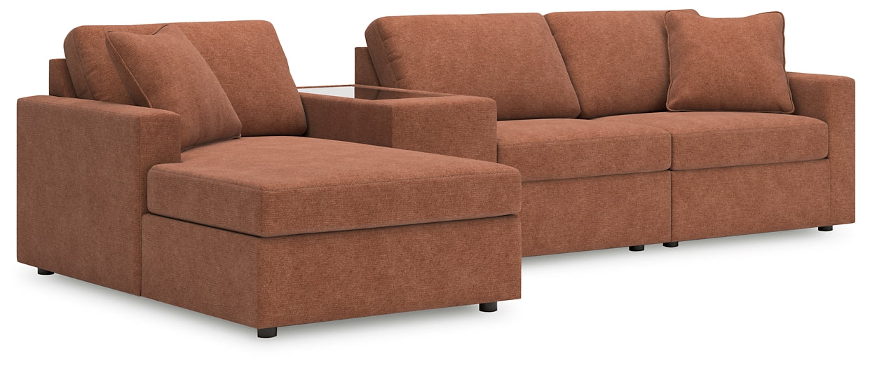 Seccional Modmax de 4 piezas con chaise longue y consola de almacenamiento