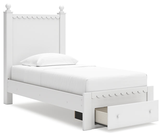 Mollviney Panel Storage Bed With Mirrored Dresser And 2 Nightstands