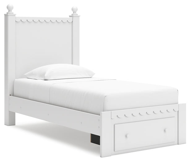 Mollviney Panel Storage Bed With Mirrored Dresser And 2 Nightstands