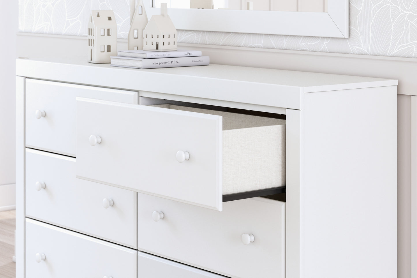 Mollviney Panel Storage Bed With Mirrored Dresser And 2 Nightstands