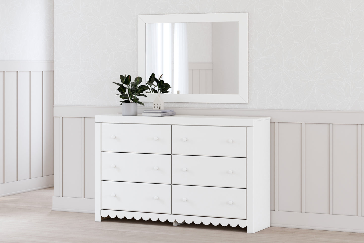Mollviney Panel Storage Bed With Mirrored Dresser And 2 Nightstands