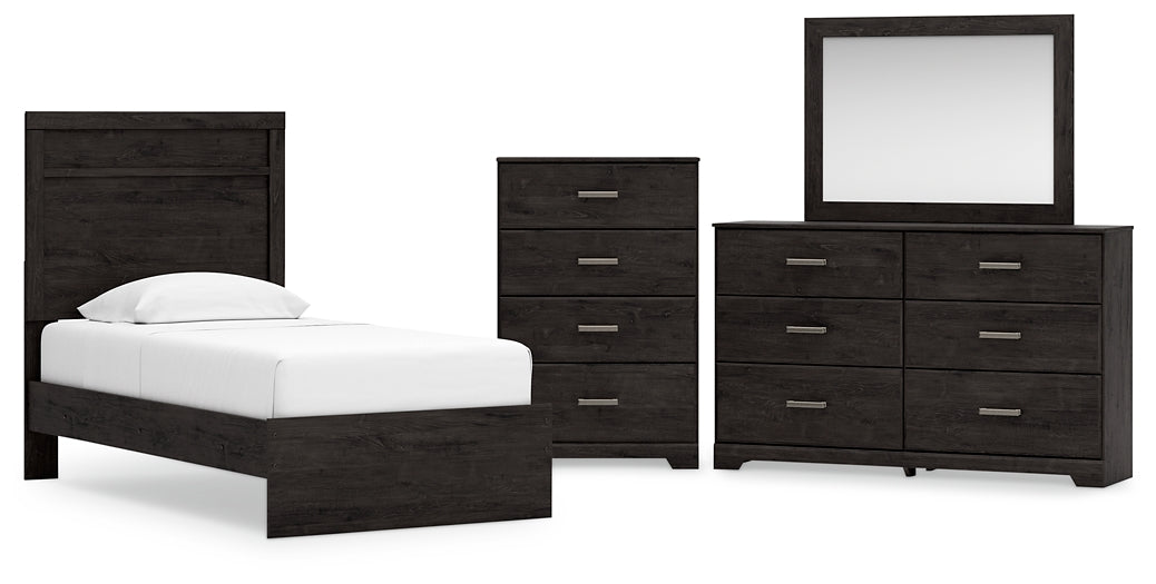Belachime Panel Bed With Mirrored Dresser And Chest