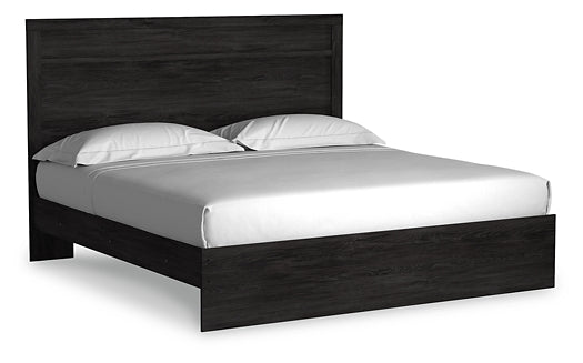 Cama con paneles Belachime, cómoda con espejo y mesita de noche