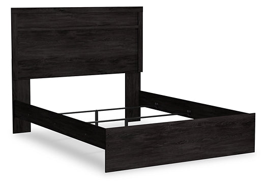 Cama con paneles Belachime, cómoda con espejo y arcón