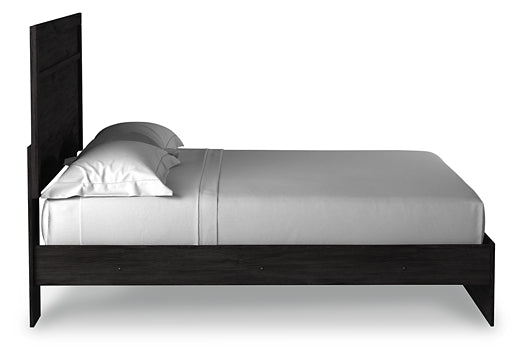 Cama con paneles Belachime, cómoda con espejo y arcón