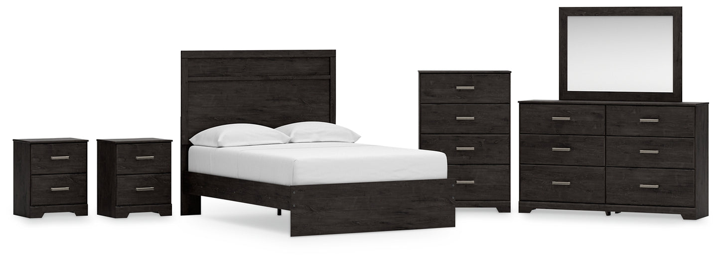 Belachime Panel Bed With Mirrored Dresser, Chest And 2 Nightstands