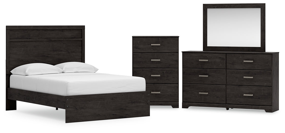 Belachime Panel Bed With Mirrored Dresser And Chest