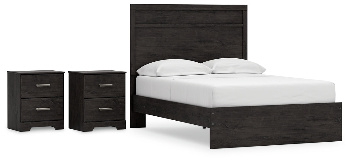 Cama con paneles Belachime con 2 mesas de noche