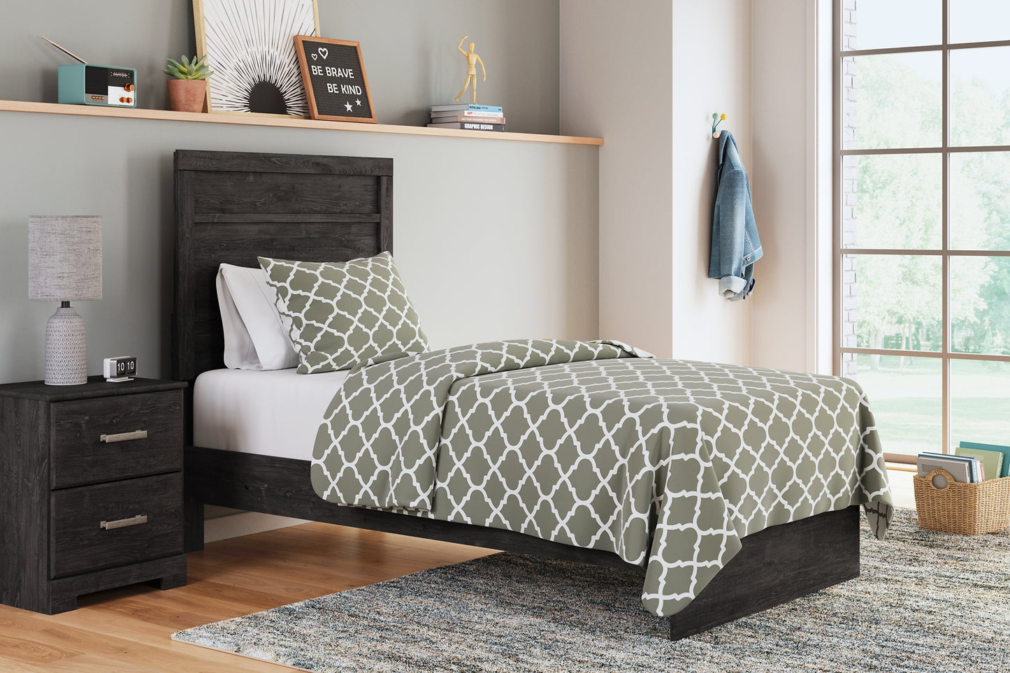 Belachime Panel Bed With Nightstand