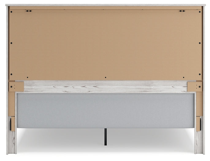 Cama Gerridan con paneles, cómoda con espejo y mesita de noche
