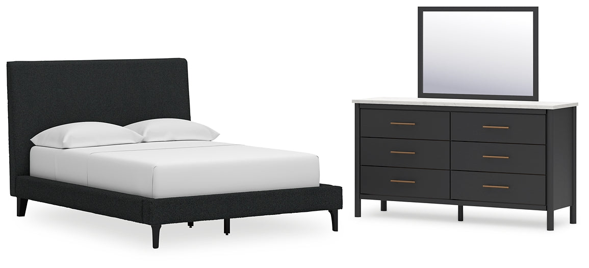 Cama tapizada Cadmori con tocador con espejo