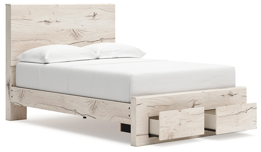 Cama con almacenamiento Lawroy, tocador con espejo y mesita de noche