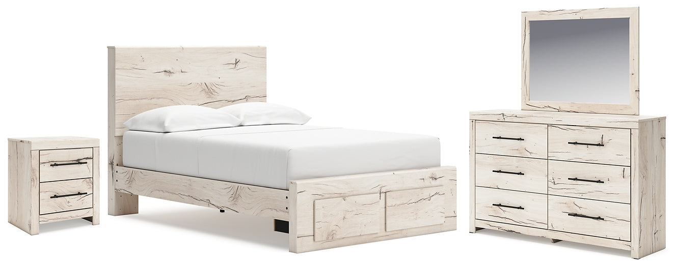 Cama con almacenamiento Lawroy, tocador con espejo y mesita de noche