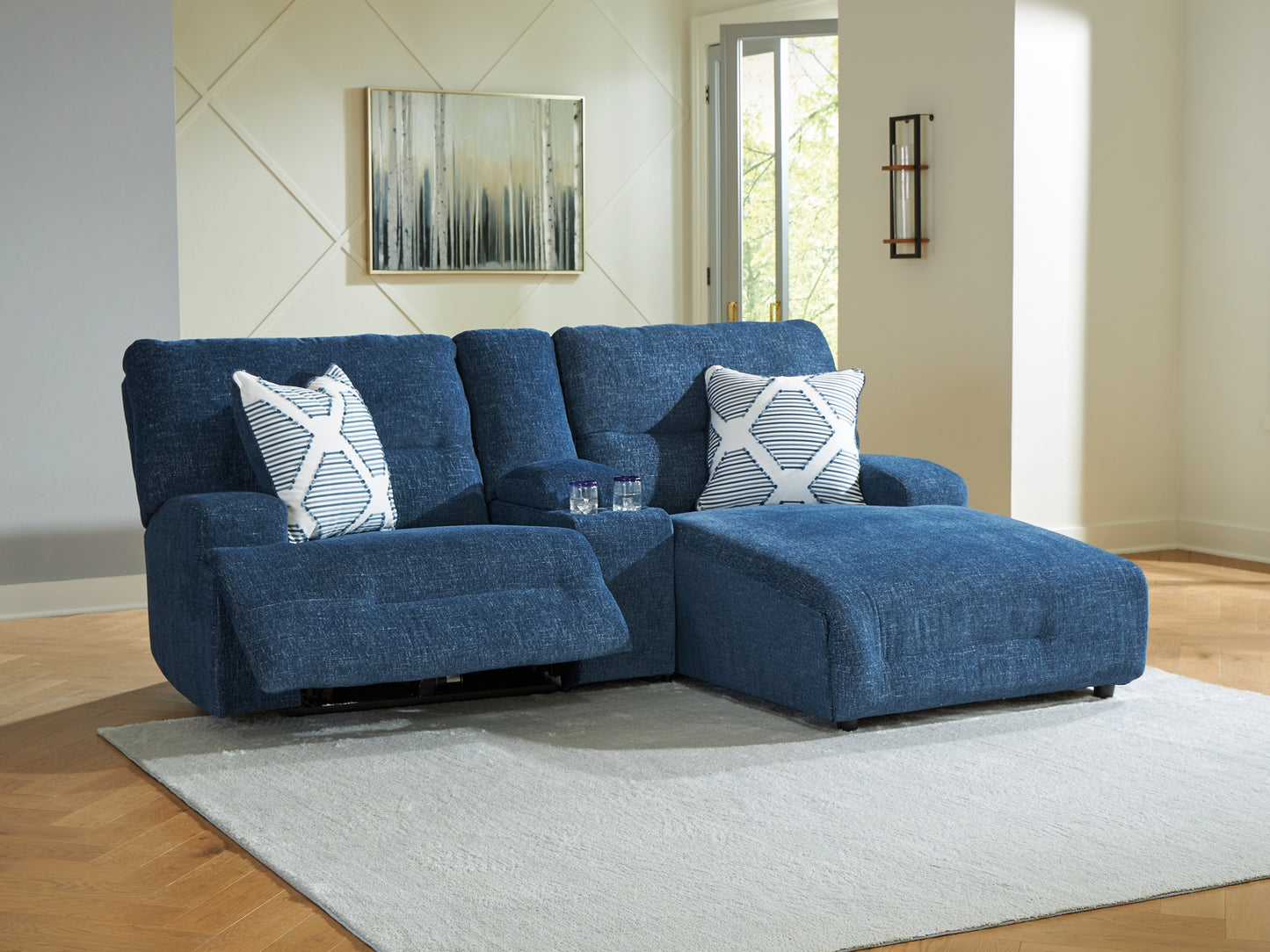 Sofá seccional reclinable eléctrico de 3 piezas con chaise longue Acklen Place
