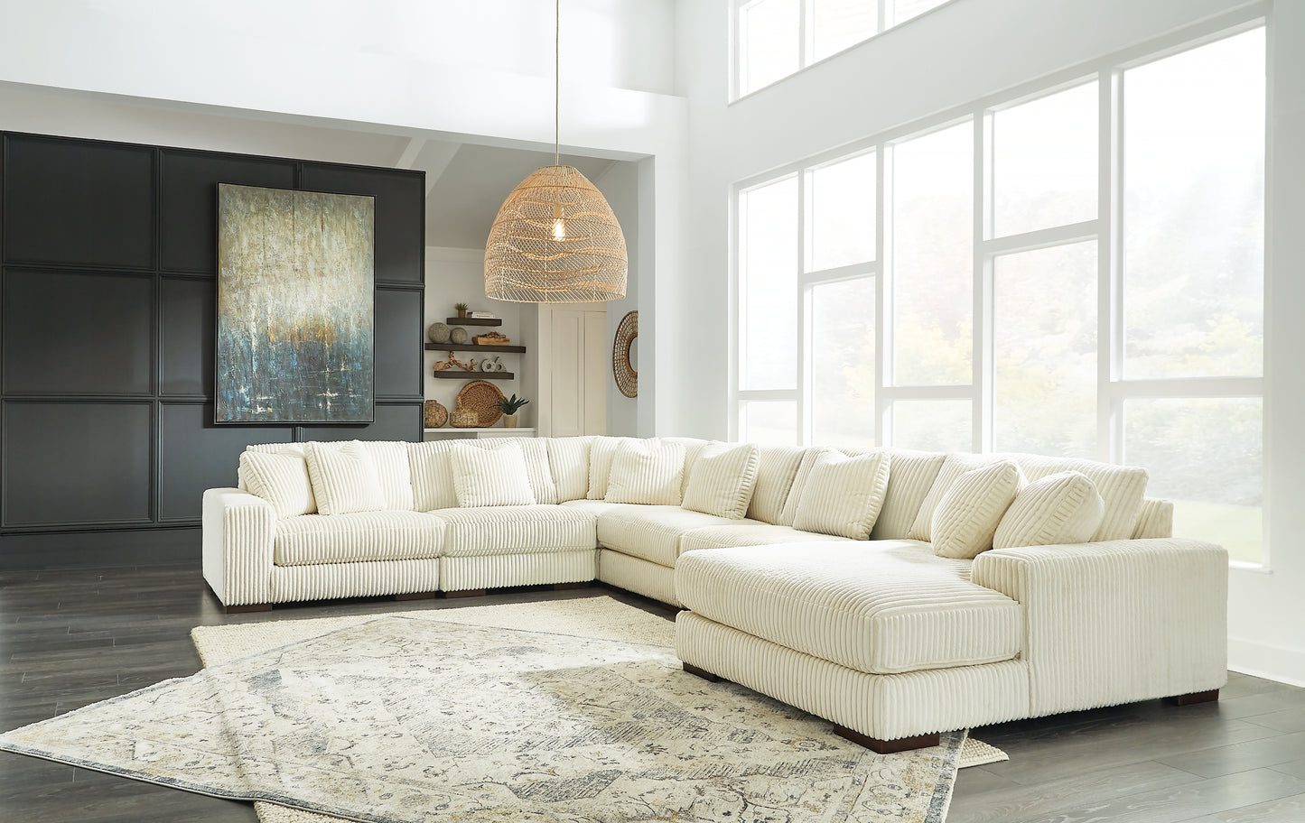 Seccional Lindyn de 6 piezas con chaise longue