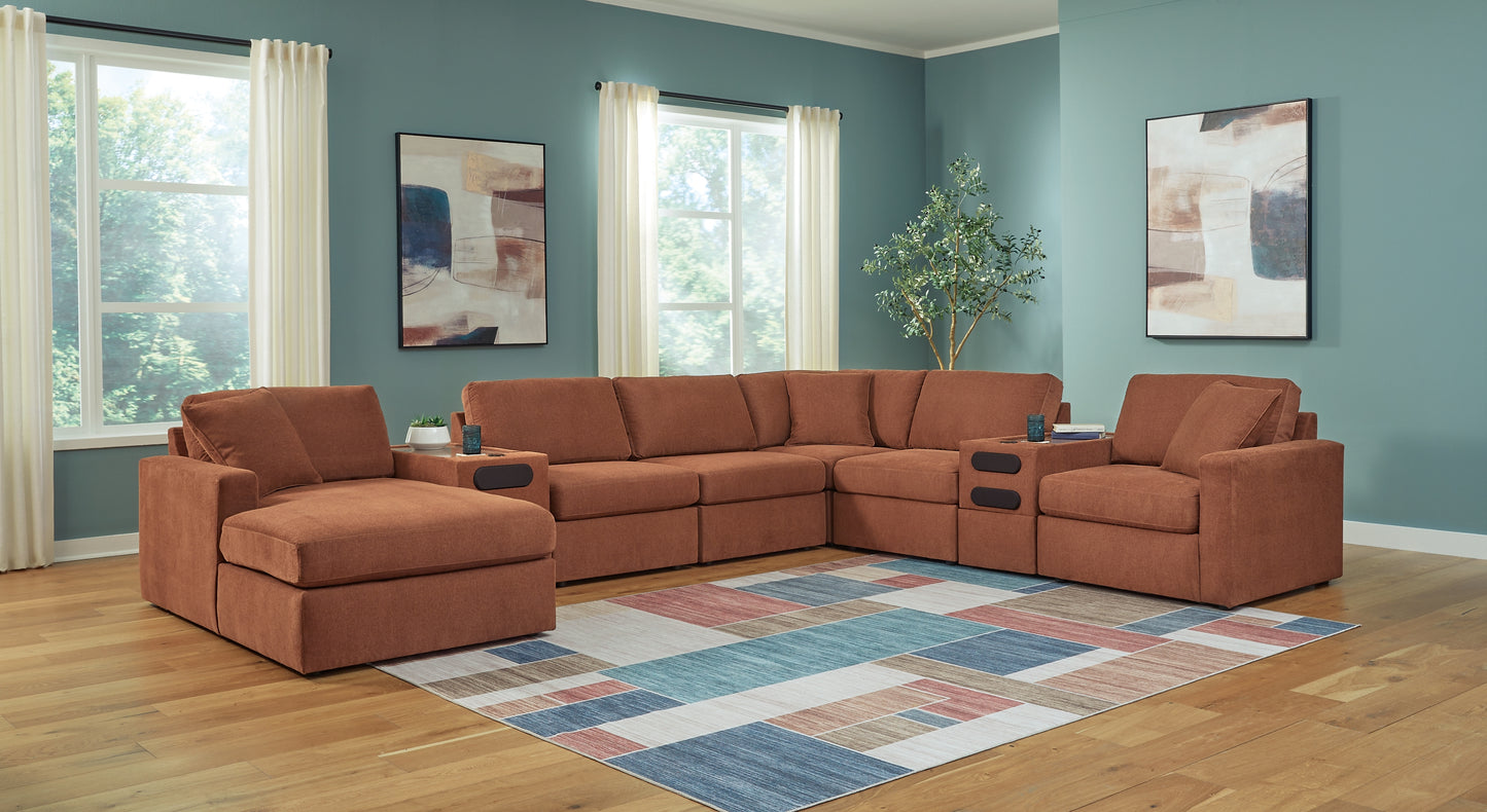 Seccional Modmax de 8 piezas con chaise longue y consolas de audio
