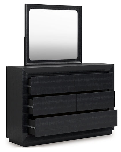 Londer California Panel Bed With Mirrored Dresser And Chest