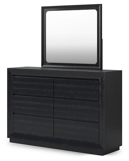 Londer Panel Bed With Mirrored Dresser And Nightstand