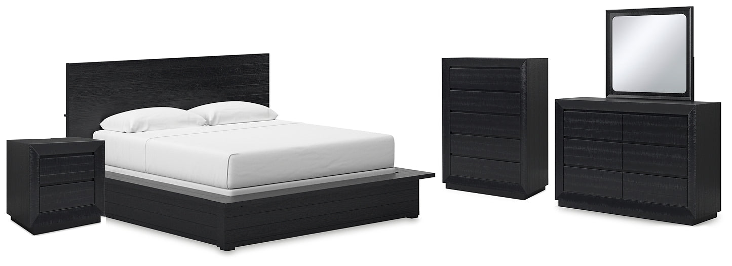 Londer Panel Bed With Mirrored Dresser, Chest And Nightstand