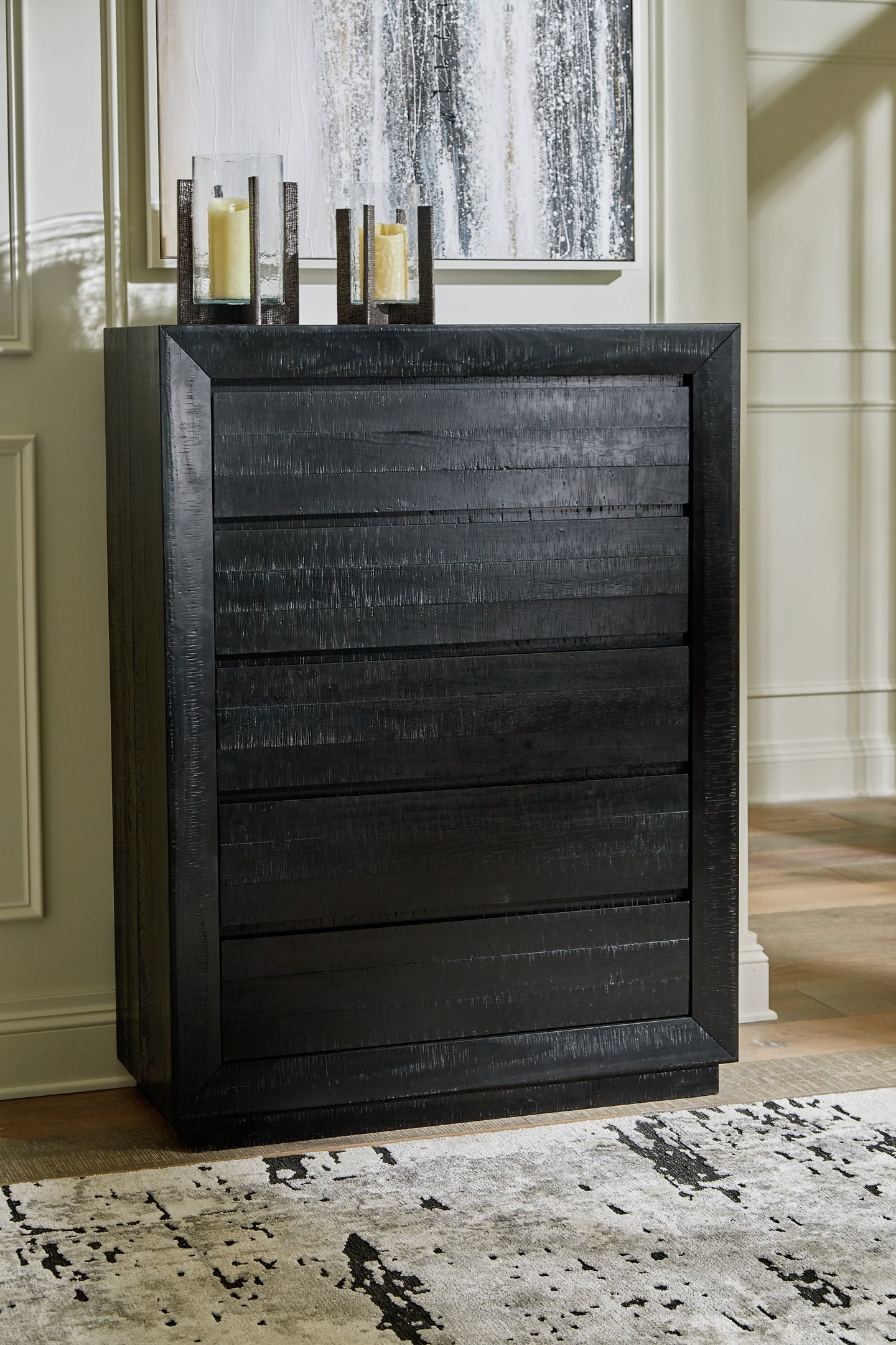 Londer Panel Bed With Mirrored Dresser, Chest And 2 Nightstands