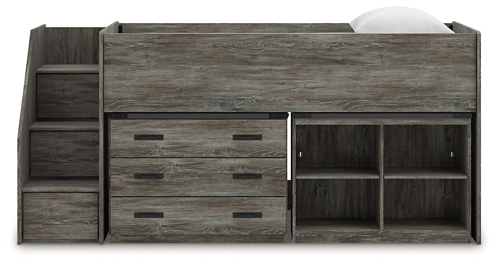 Frandern Loft Bed With Bookcase And Drawer Storage