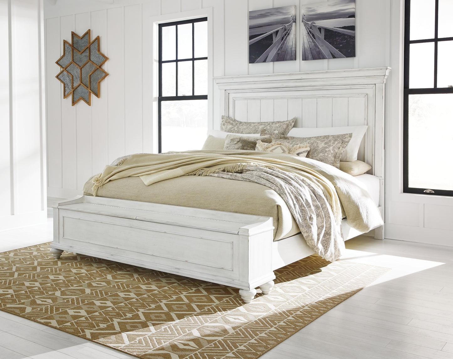 Kanwyn Panel Bed With Storage With Mirrored Dresser