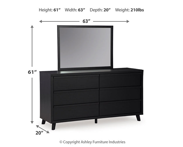 Danziar Panel Headboard With Mirrored Dresser