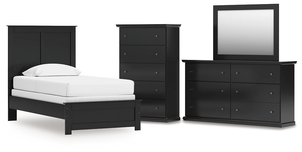 Panel Bed With Mirrored Dresser And Chest
