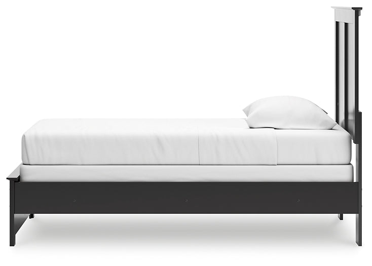 Panel Bed With Mirrored Dresser