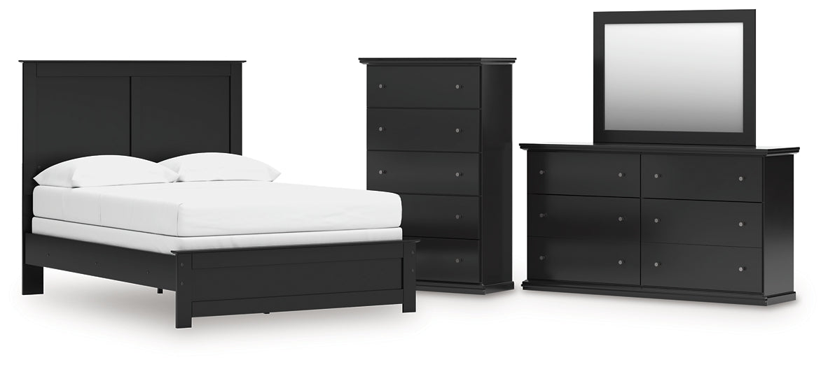 Panel Bed With Mirrored Dresser And Chest