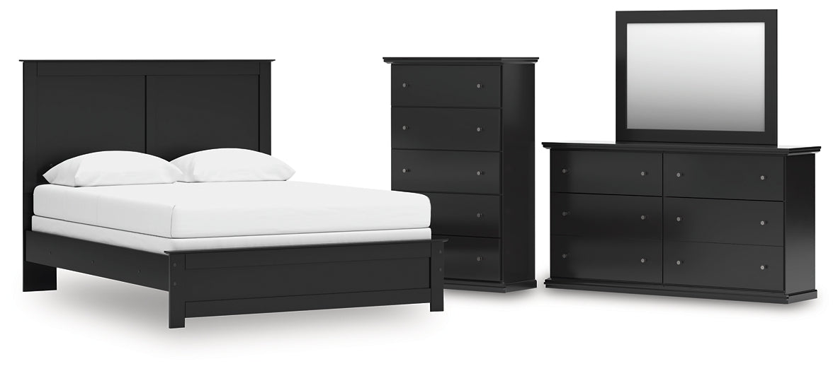 Panel Bed With Mirrored Dresser And Chest