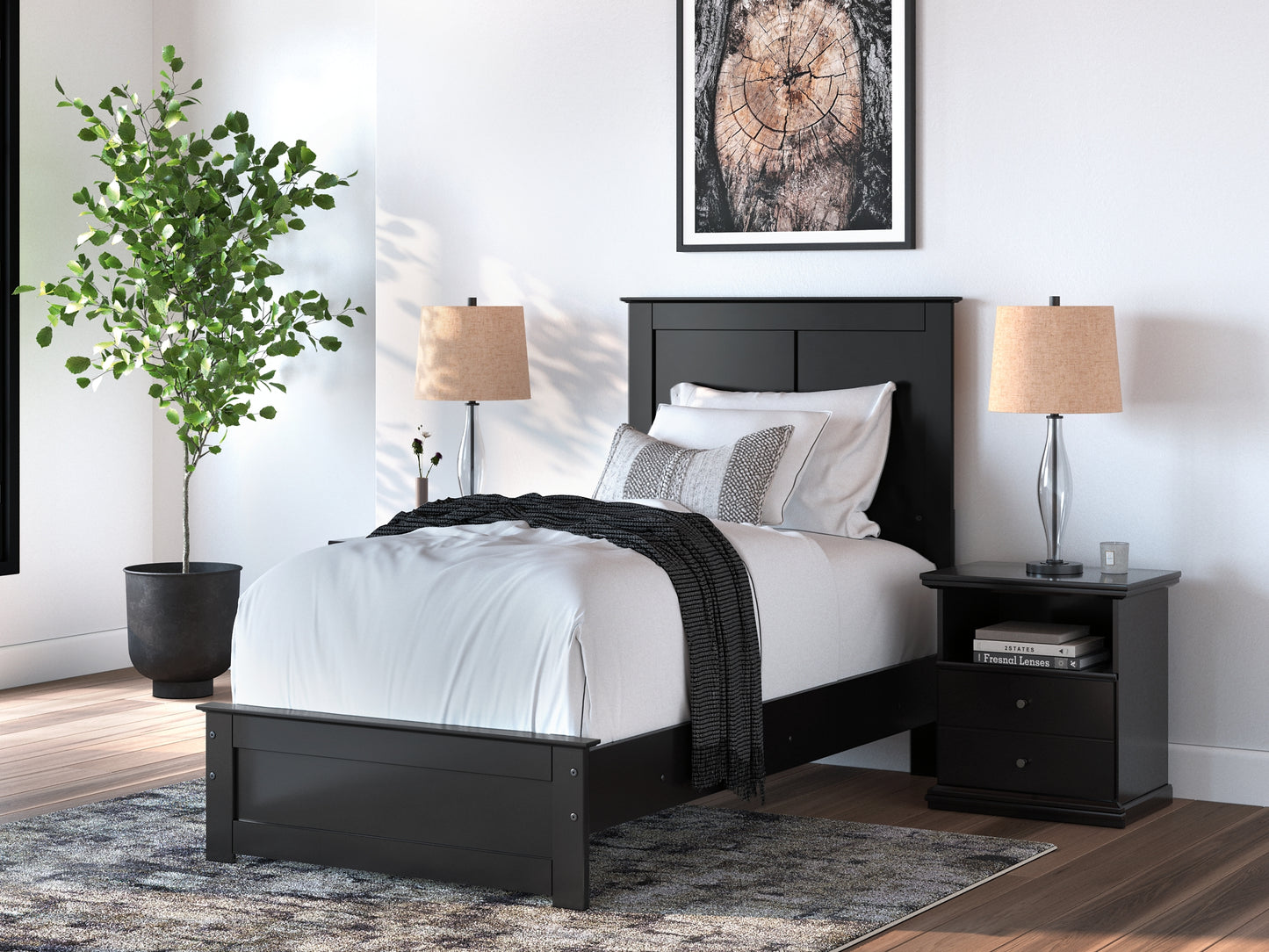 Panel Bed With Mirrored Dresser, Chest And Nightstand