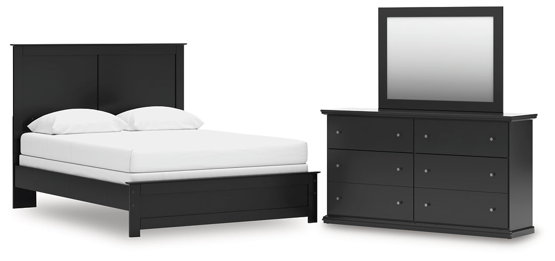 Panel Bed With Mirrored Dresser