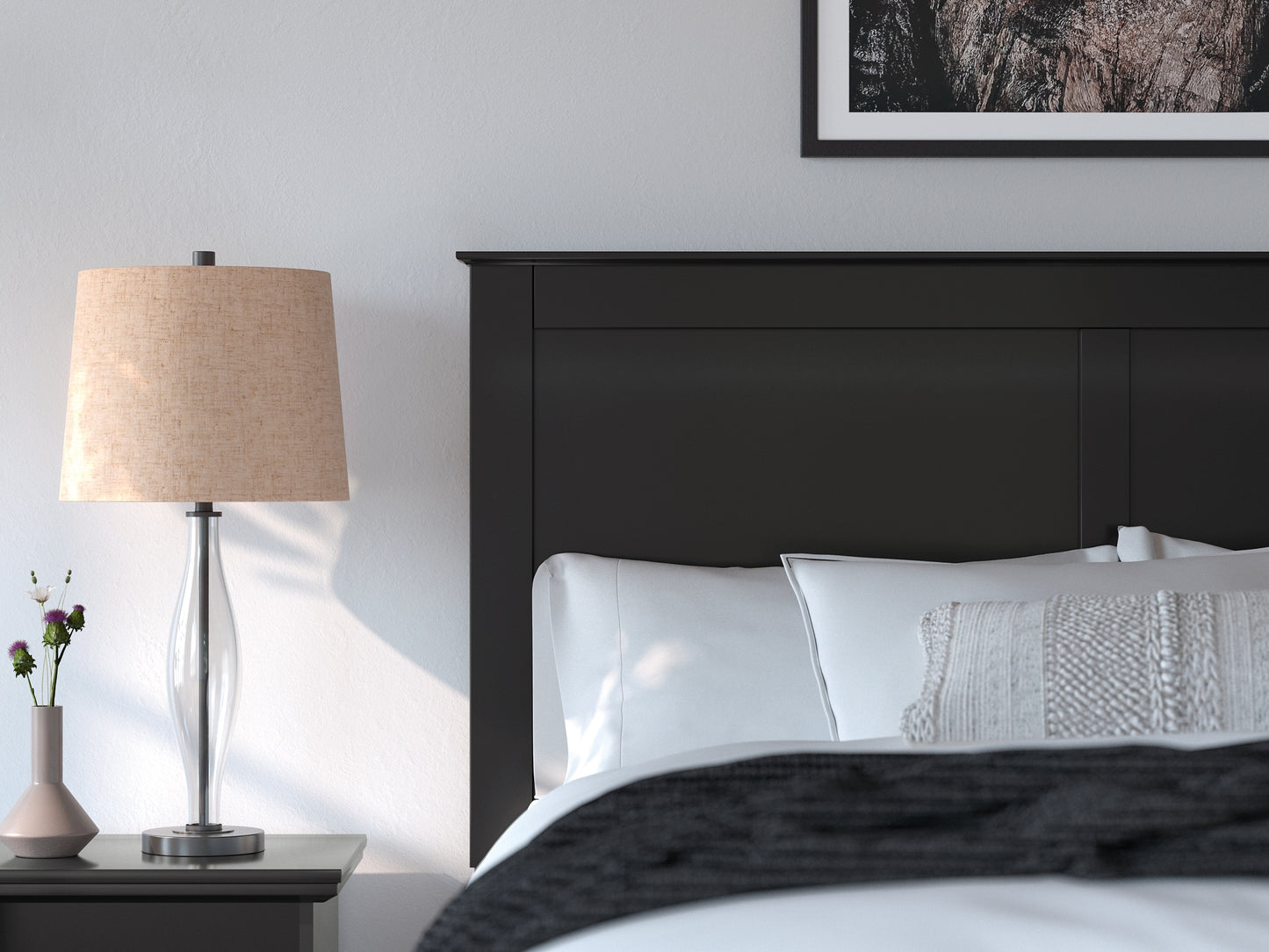 Panel Bed With Mirrored Dresser
