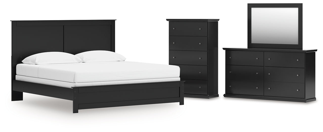 Panel Bed With Mirrored Dresser And Chest