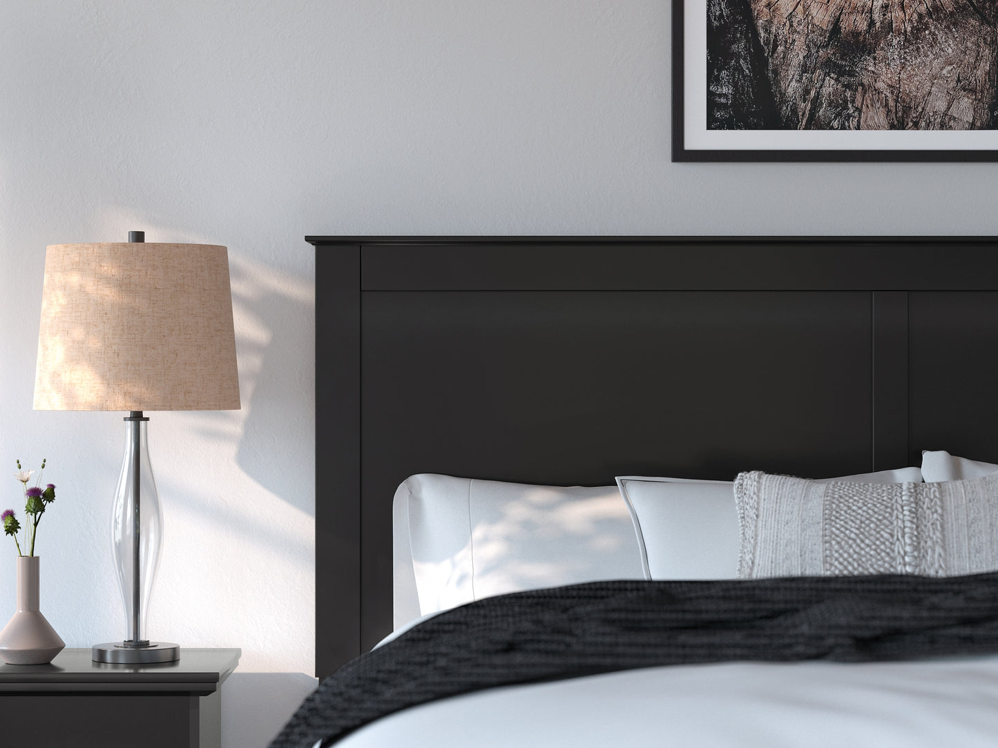Panel Bed With Mirrored Dresser, Chest And Nightstand