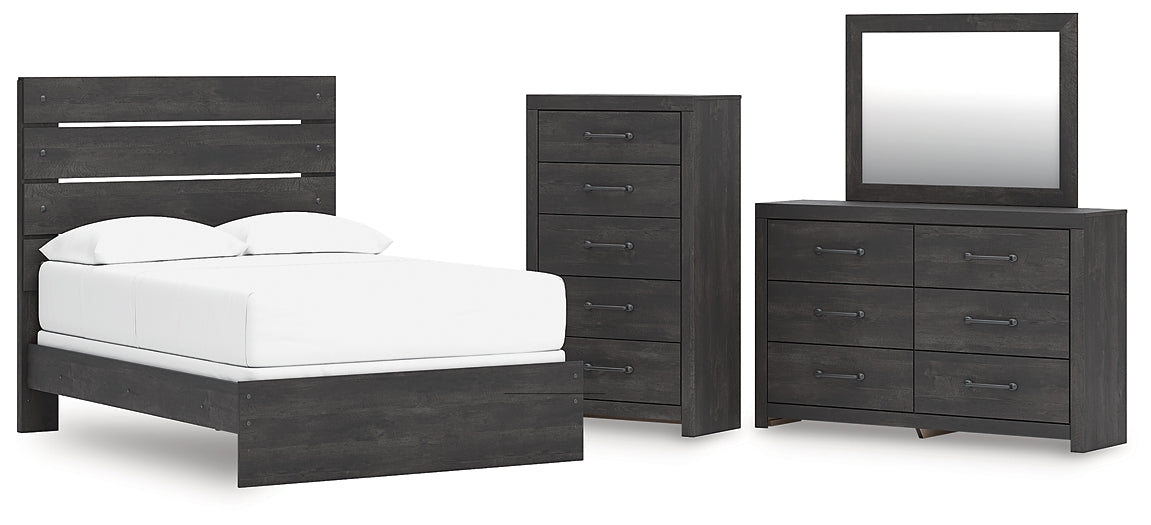 Hollivern Panel Bed With Mirrored Dresser And Chest