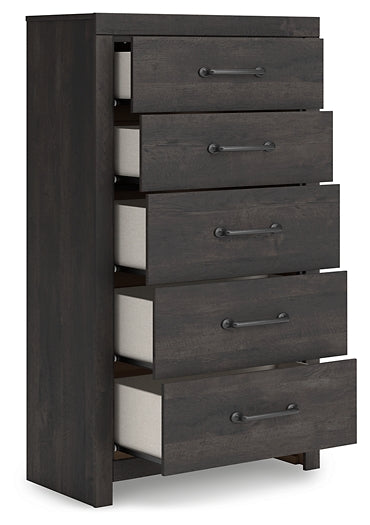 Hollivern Panel Bed With Mirrored Dresser, Chest And Nightstand