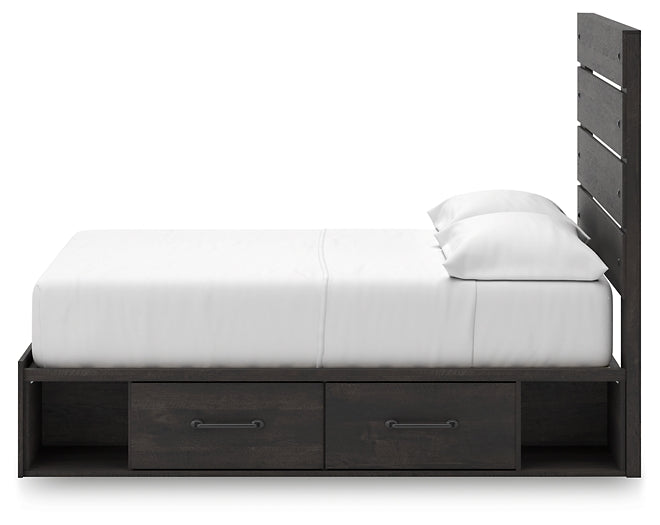 Hollivern Panel Bed With Storage With Mirrored Dresser And Chest