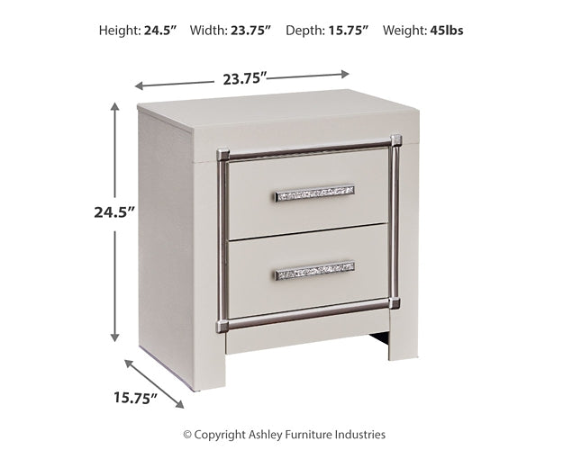 Zyniden Upholstered Panel Bed With Mirrored Dresser And Nightstand