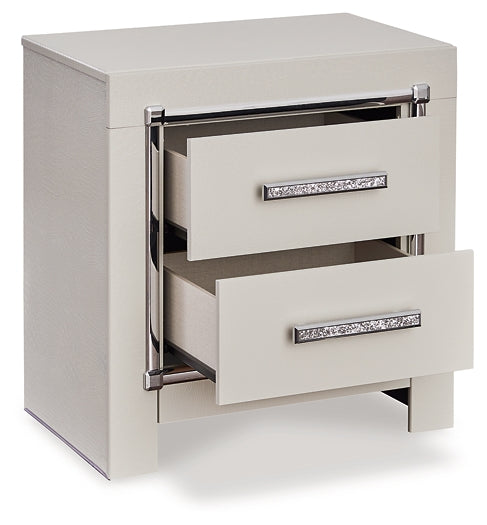 Zyniden Upholstered Panel Bed With Mirrored Dresser, Chest And Nightstand