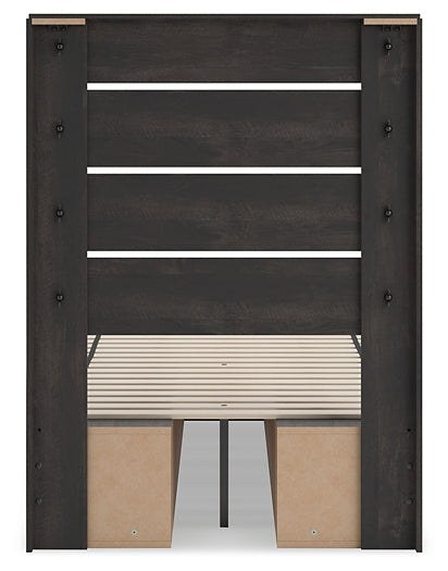 Hollivern Panel Bed With Storage With Mirrored Dresser And Nightstand