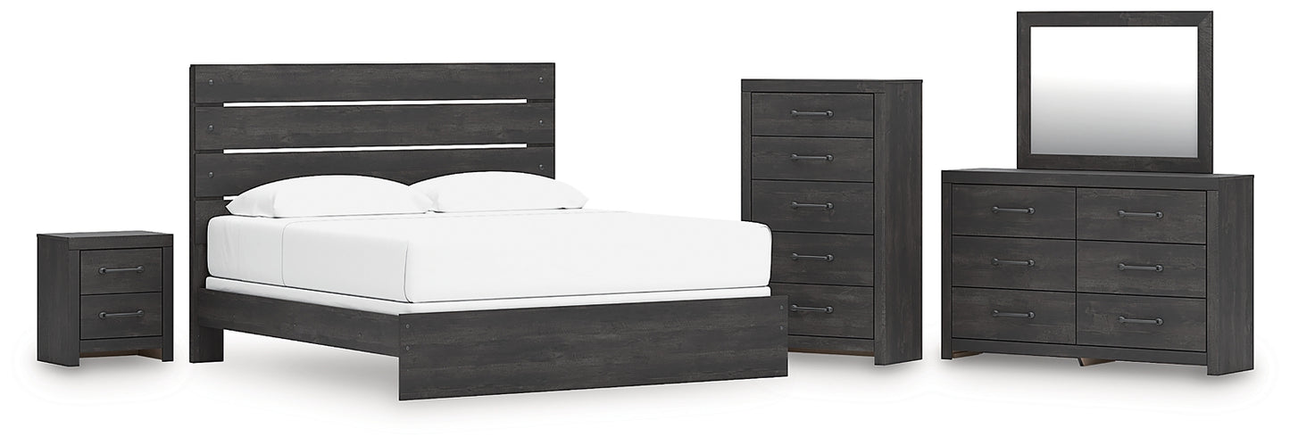 Hollivern Panel Bed With Mirrored Dresser, Chest And Nightstand
