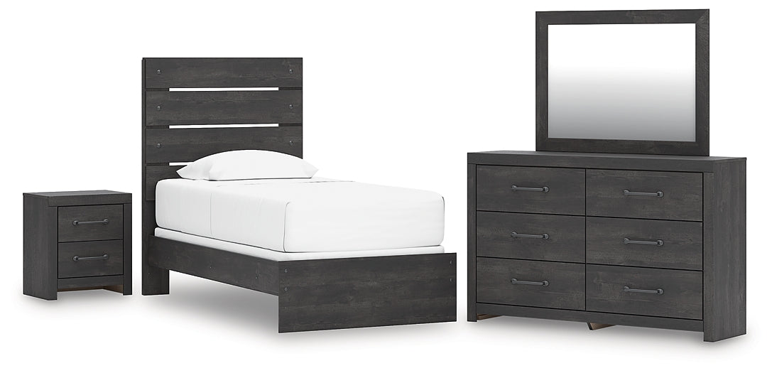 Hollivern Panel Bed With Mirrored Dresser And Nightstand