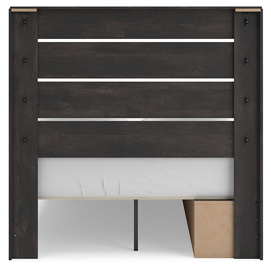 Hollivern Panel Bed With Storage With Mirrored Dresser And Nightstand