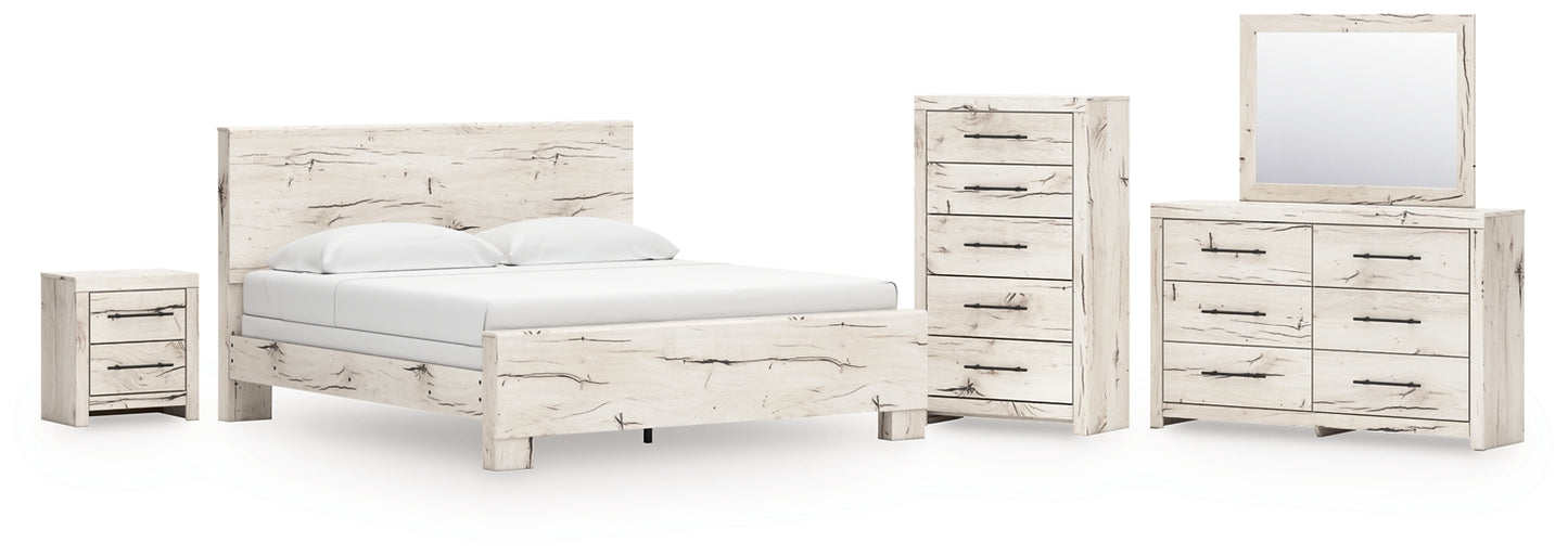 Panel Bed With Mirrored Dresser, Chest And Nightstand