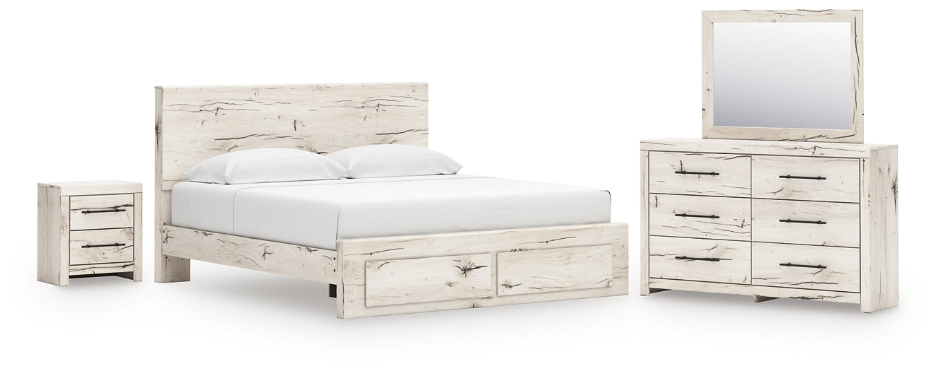 Cama con almacenamiento Lawroy, tocador con espejo y mesita de noche